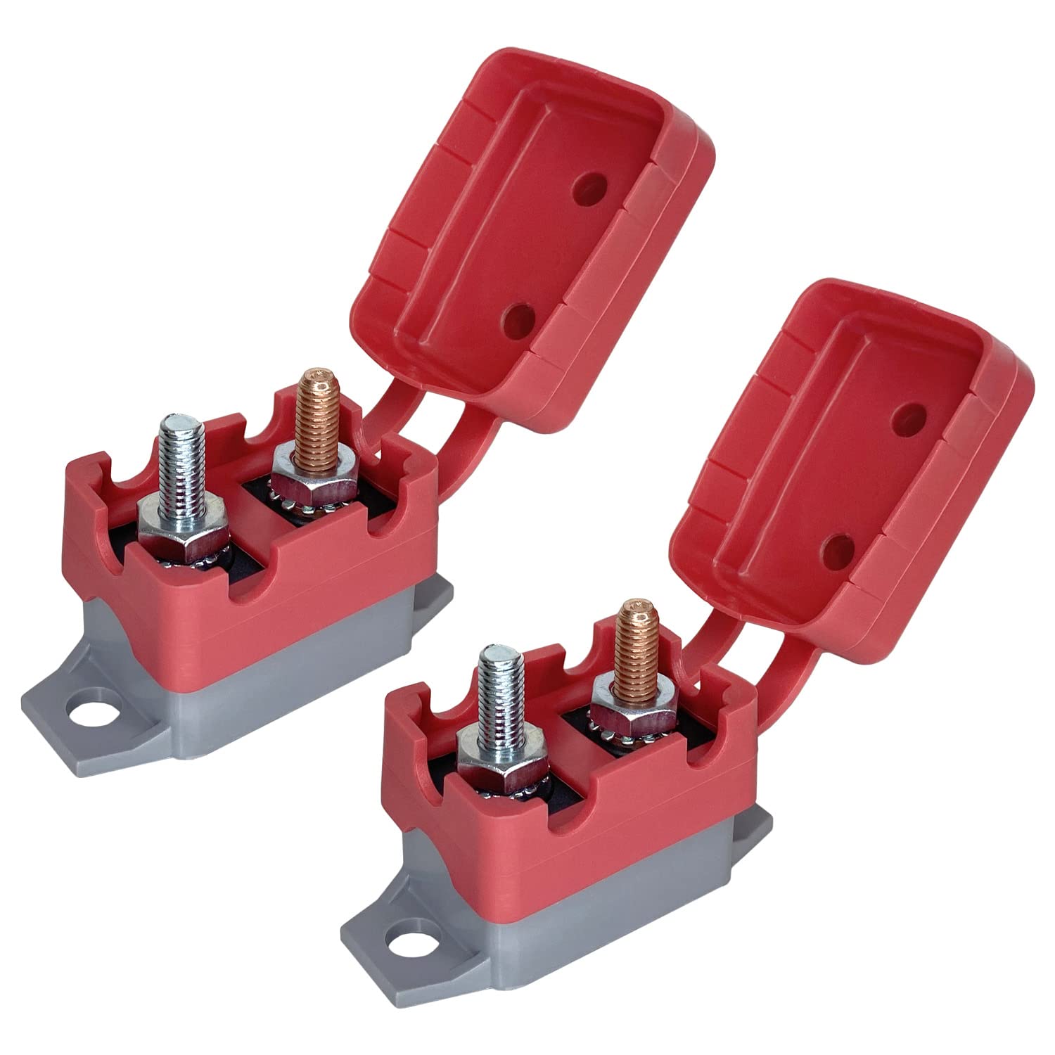 Disyuntor de reinicio automático de 12 V – 24 V de 5 amperios con perno de cubierta para automóviles, marina, remolques (5A, 2 unidades)