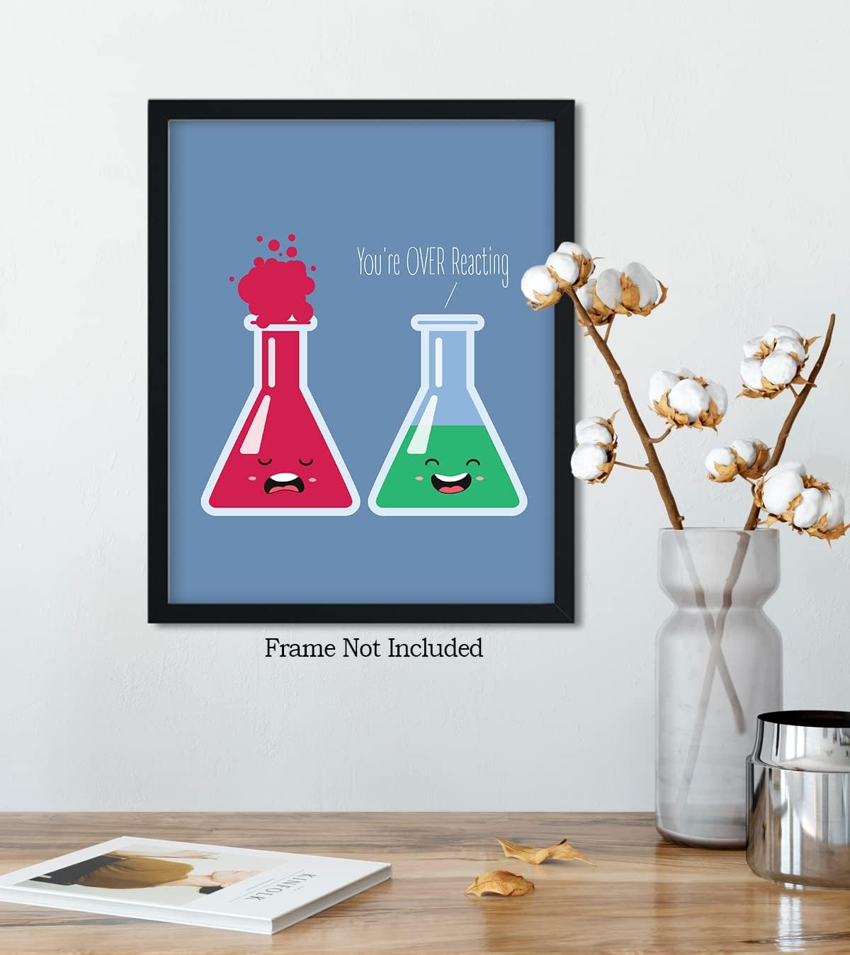 Govivo You’re OVER Reacting – Decoración de pared de juego de palabras de ciencia  Divertido arte de química para el aula de escuela secundaria