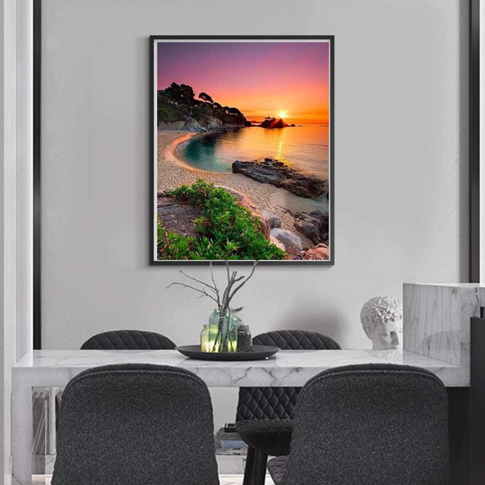 ACENGXI Kit de pintura por números para la playa amanecer por números, pintura al óleo por números amanecer playa DIY lienzo pintura por números,