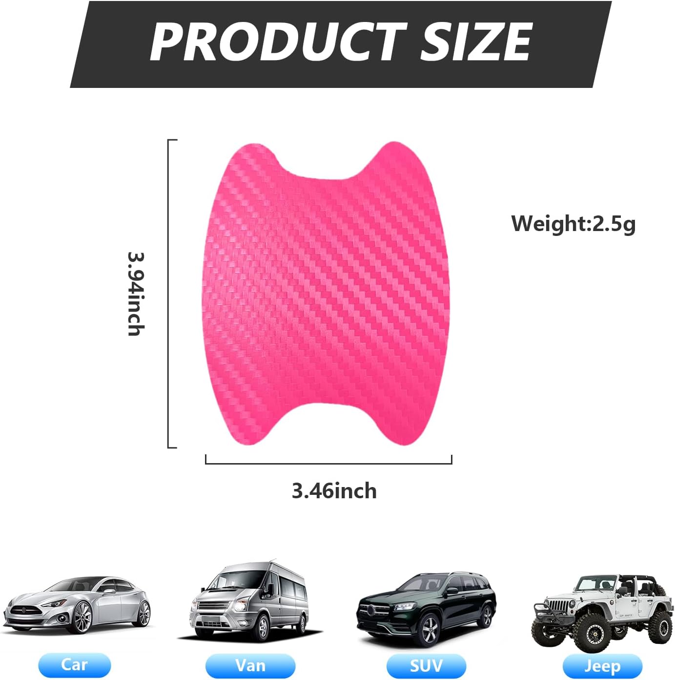 4 calcomanías para manija de puerta de automóvil, películas protectoras de fibra de carbono para manija lateral de puerta de automóvil, protector