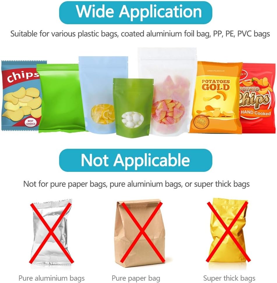 Mini sellador de bolsas, máquina portátil de sellado térmico de bolsas con cortador, sellador de bolsas de chips 2 en 1 de mano para bolsas de