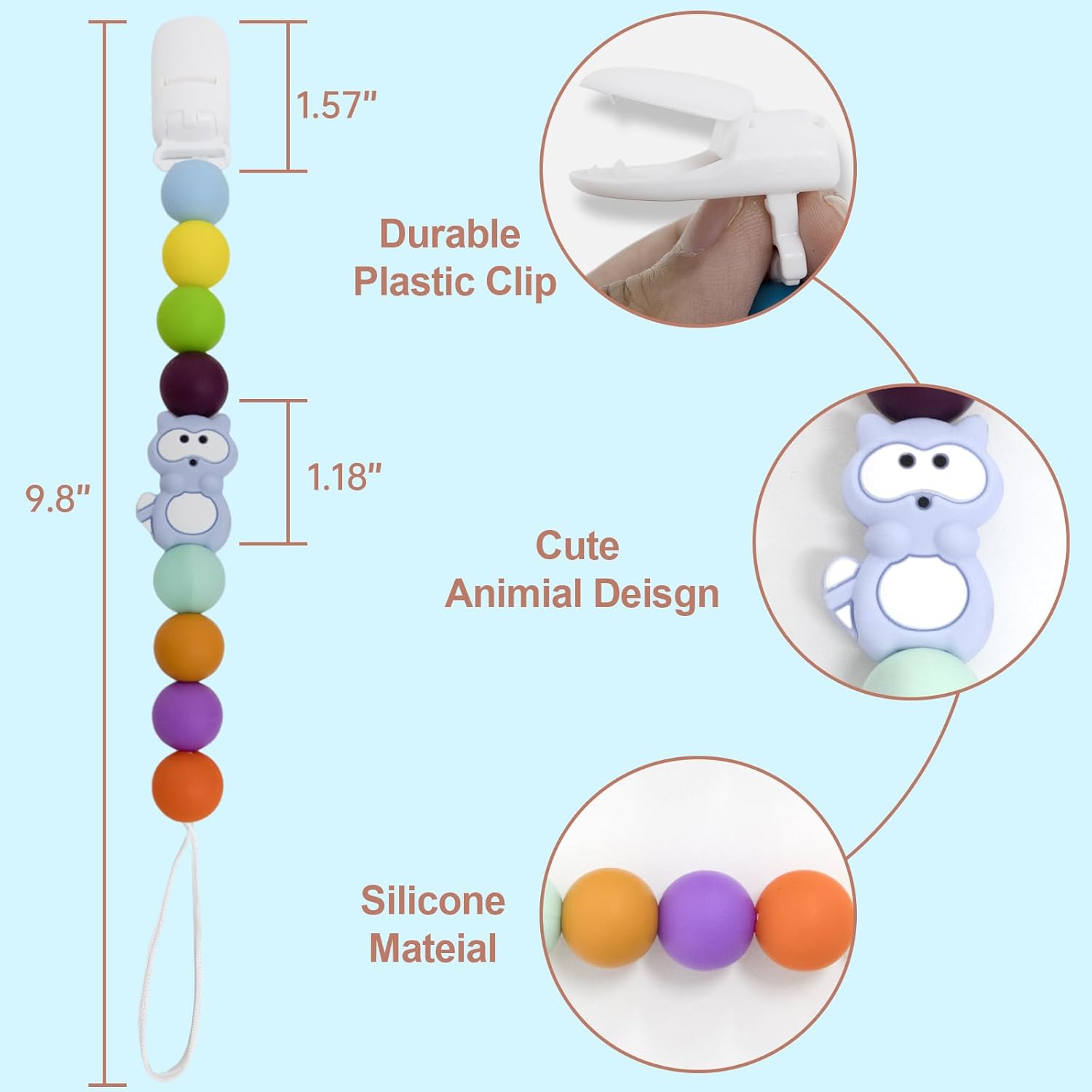 Paquete de 4 clips para chupete de bebé, clip de silicona para chupete para bebés niñas y niños, lindo clip de chupete de dibujos animados colorido