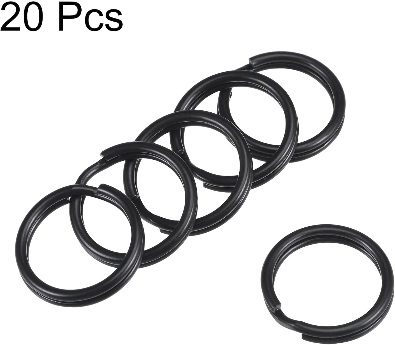 uxcell Llaveros divididos de 0.59 pulgadas (0.591 in), conector abierto para bolso con cremallera, pintura electroforética, paquete de 20