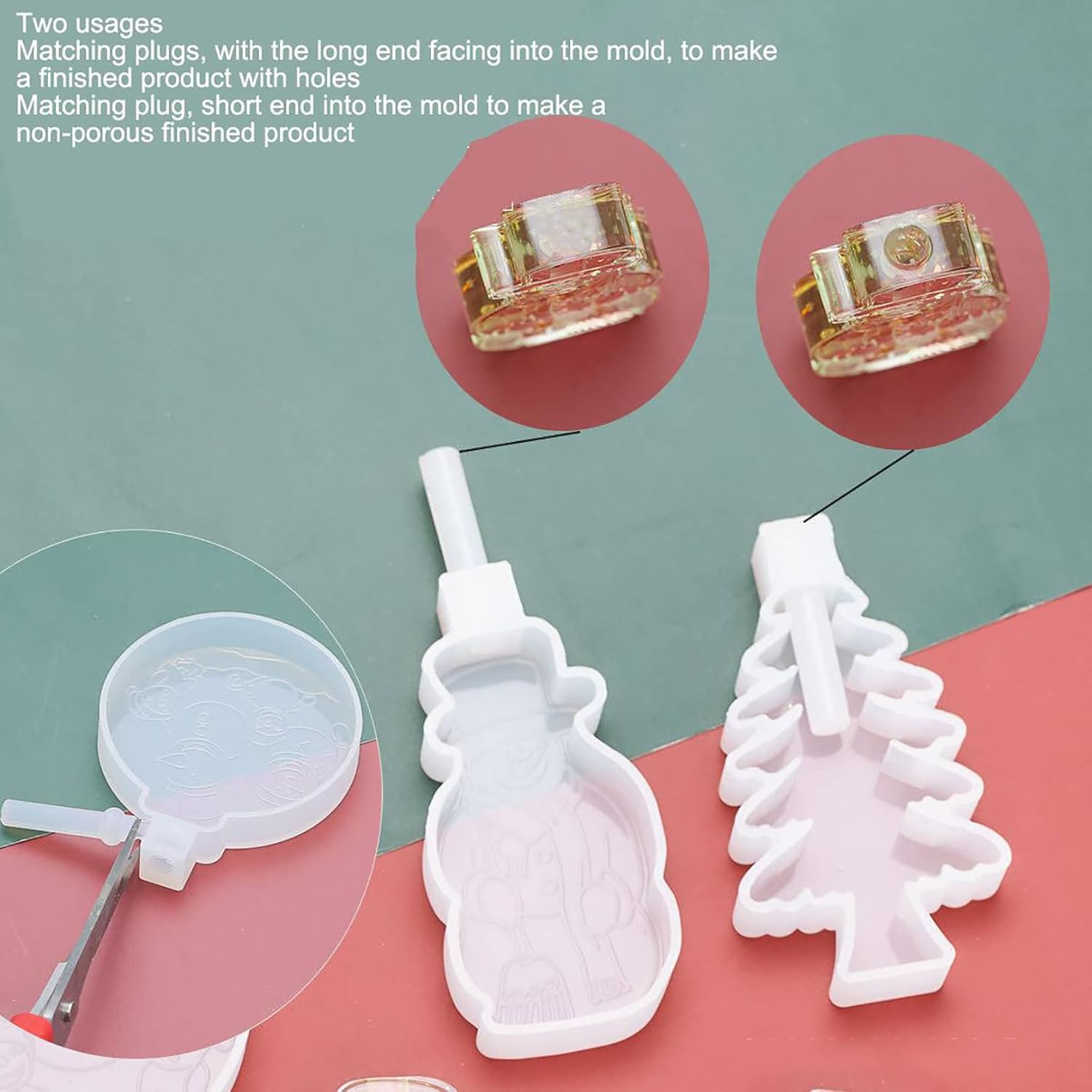 Moldes de resina de Navidad, moldes de silicona para adornos de Navidad, moldes de Navidad epoxi para fundición de resina con 2 luces de hadas para