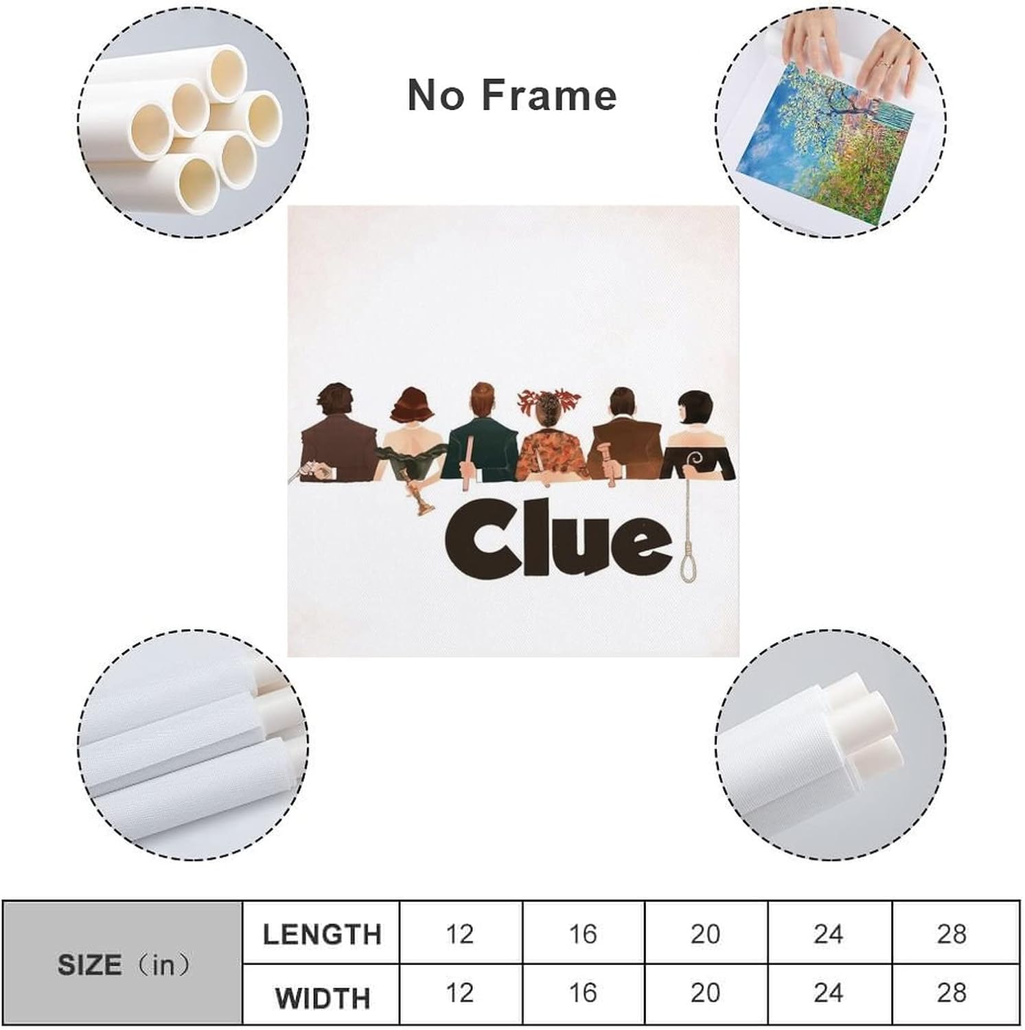 Clue-Póster de película negra con suspenso de comedia, impresiones artísticas para pared, decoración de habitación, decoración de dormitorio,