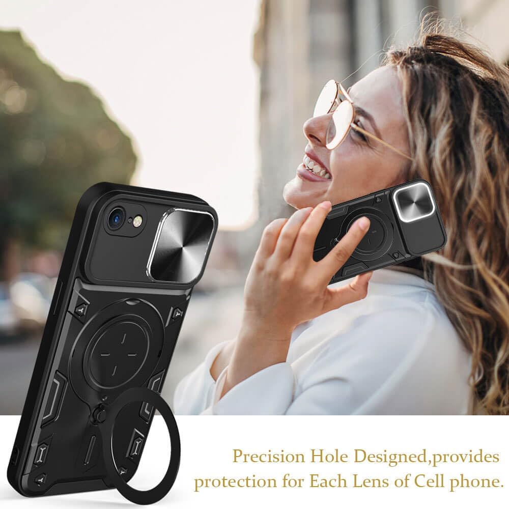Funda para iPhone SE 2020 2022iPhone 8iPhone 7, soporte de anillo de metal, protector de lente, protección completa, a prueba de golpes, cubierta