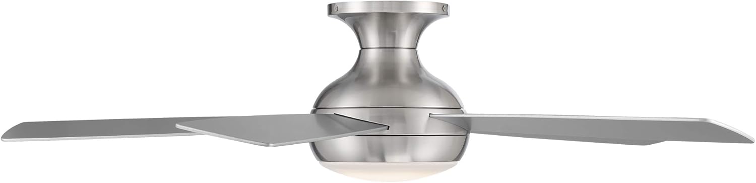 WAC Smart Fans Odyssey – Ventilador de techo empotrado de 5 aspas para interiores y exteriores, de níquel cepillado de 52 pulgadas con kit de luz