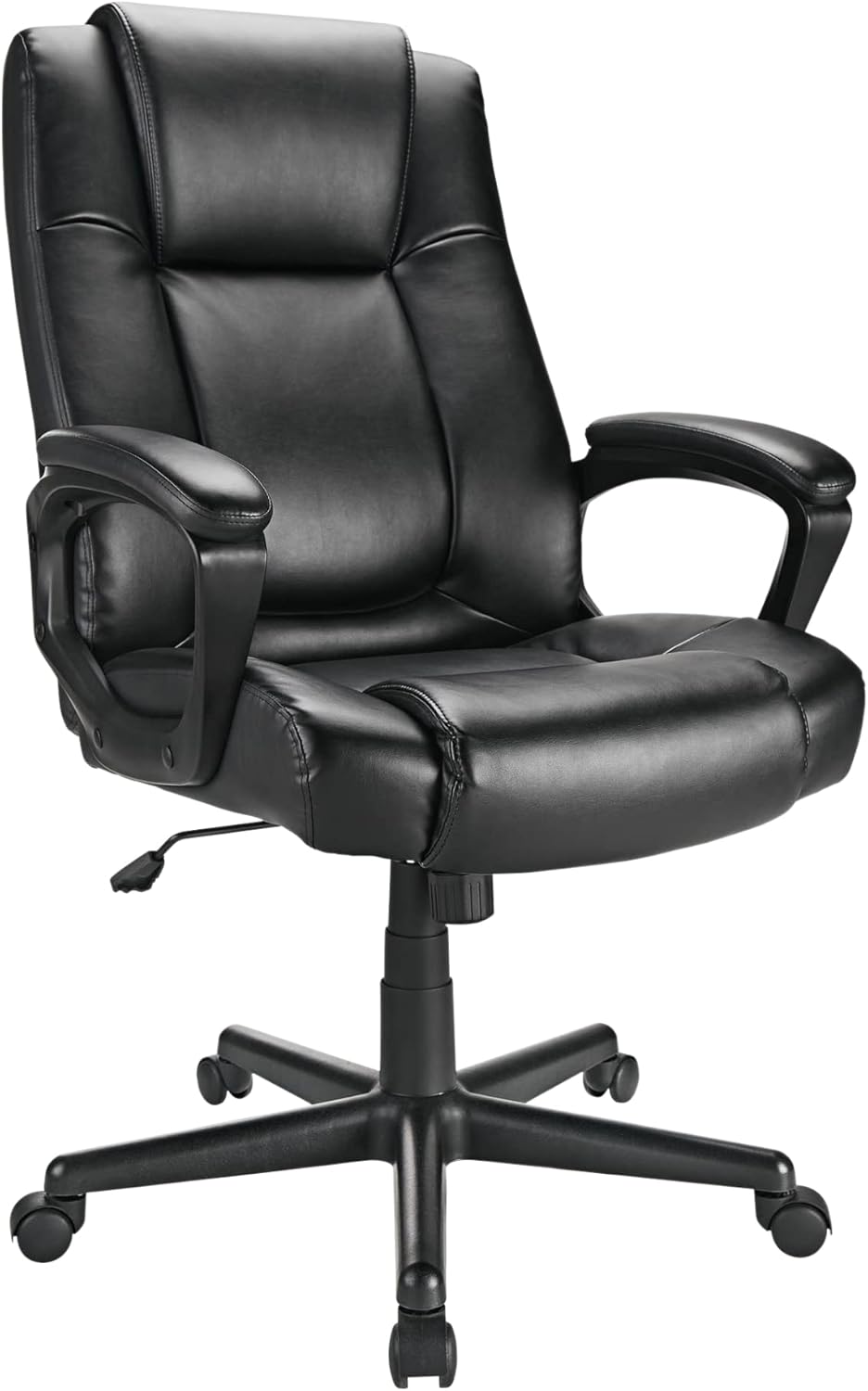 Realspace Hurston Silla ejecutiva de cuero regenerado con respaldo alto, negro, compatible con BIFMA
