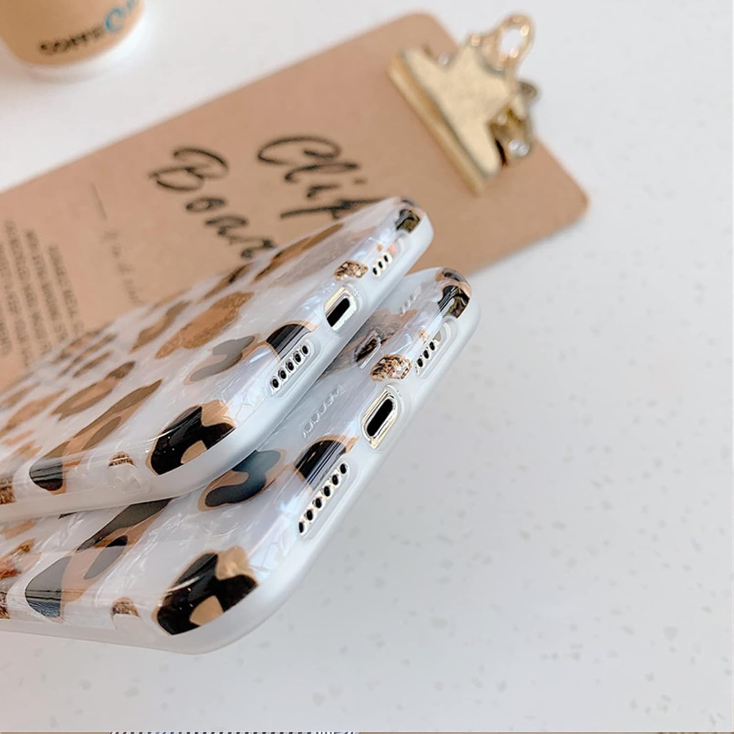 J.west Funda compatible con iPhone 14 Plus, funda protectora de silicona suave con estampado de guepardo translúcido y transparente para niñas y