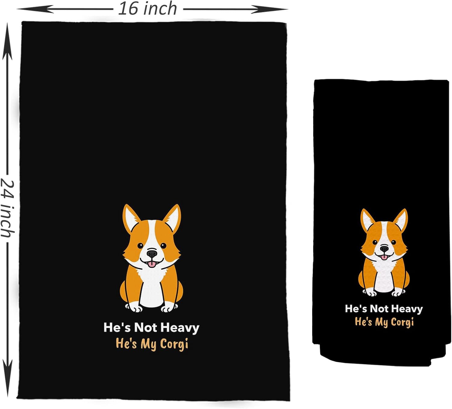 NEGIGA Juego de 4 paños de cocina de Corgi de dibujos animados de 24 x 16 pulgadas, divertidos paños de mano decorativos para dormitorio, cocina,