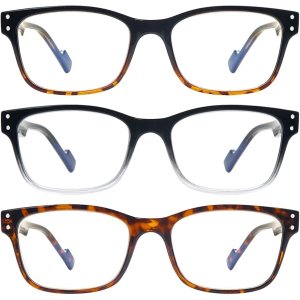 Paquete de 5 lentes de lectura de moda con bloqueo de luz azul para hombres y mujeres, filtro antirreflejos, lentes con bisagra de resorte Paquete de 5 lentes de lectura de moda con bloqueo de luz azul para hombres y mujeres, filtro antirreflejos, lentes con bisagra de resorte