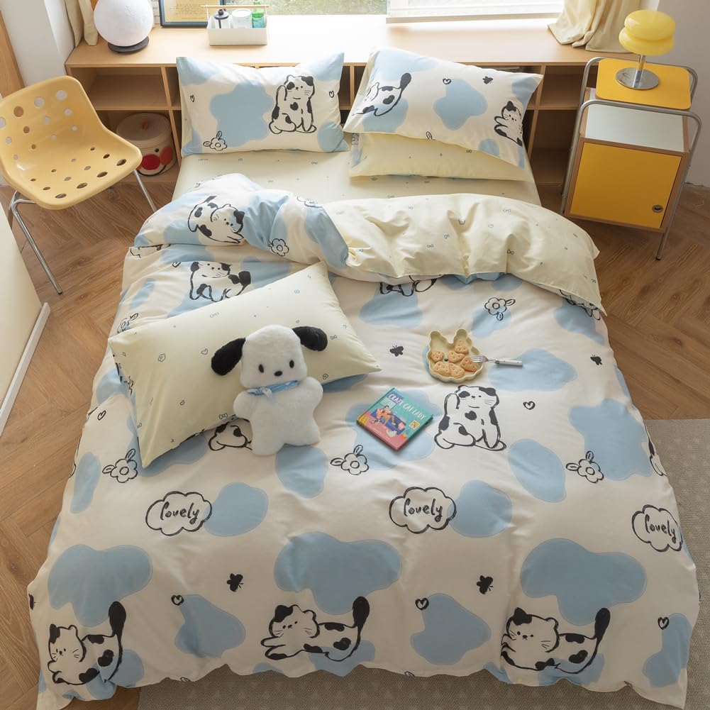 LIWHENHAO Juego de funda de edredón moderna abstracta para niños, ropa de cama 100% algodón, colección Home, 1 funda de edredón y 2 fundas de