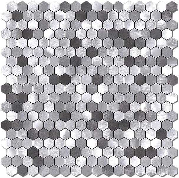 Avant Decor  8 azulejos  Azulejos hexagonales de aluminio  Azulejos de cocina para despegar y pegar  Azulejos de pared para pegar  Fácil instalación