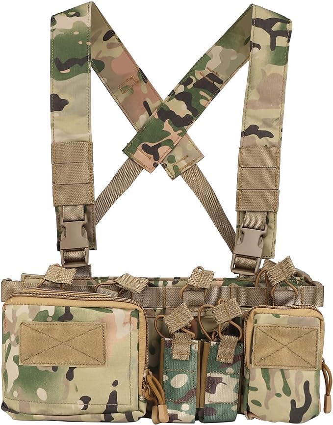 Chaleco táctico de pecho Rig Assault 500D Multicam Tactical Vest con múltiples bolsillos