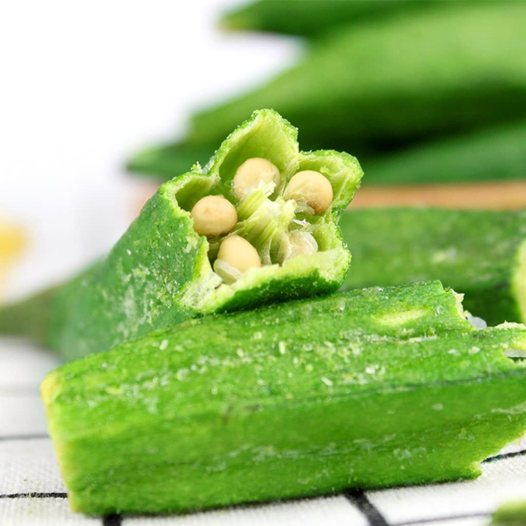 SXET 2 paquetes de bocadillos Okra chips, patatas fritas de okra liofilizadas, okra deshidratada, bocadillos crujientes de verduras para adultos y