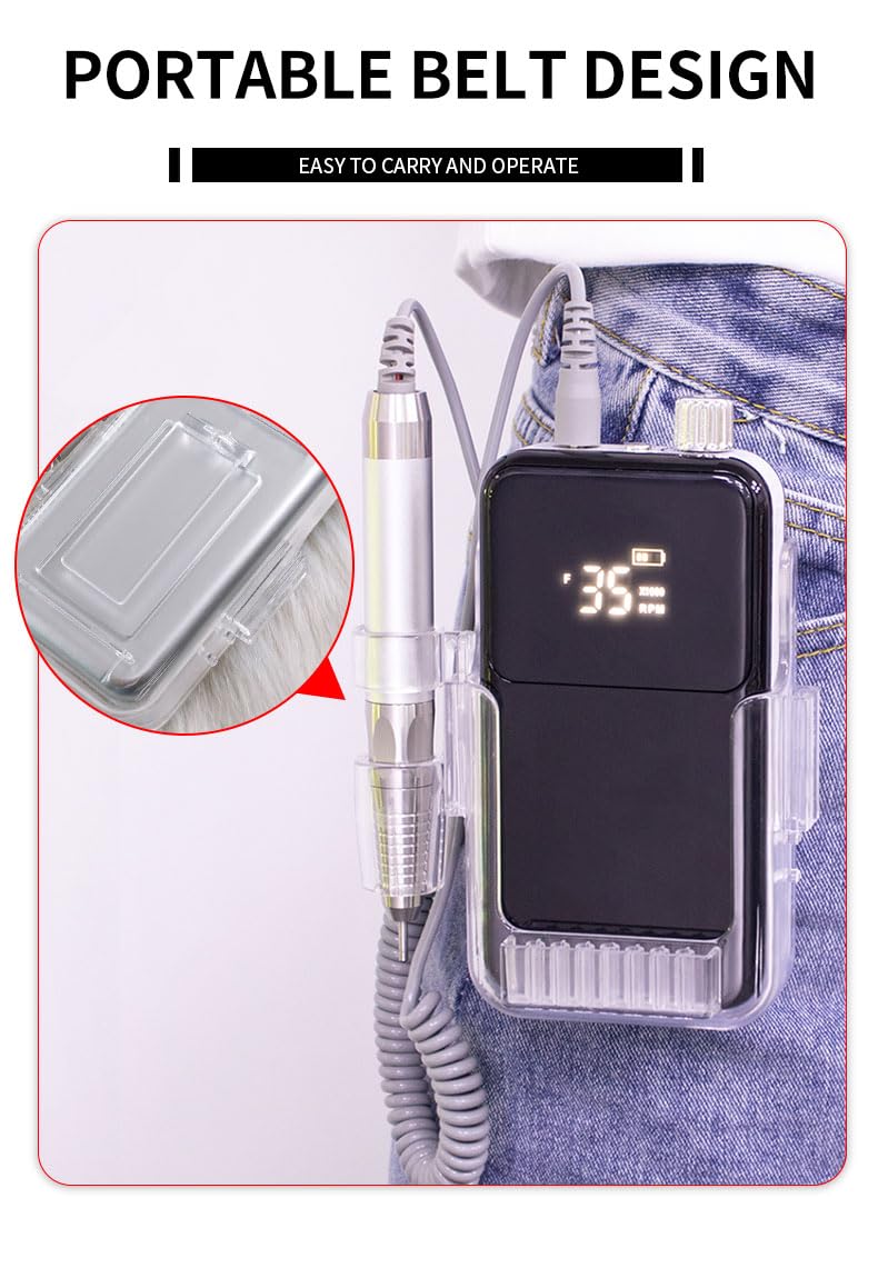 Taladro de uñas – Cuidado de uñas de dedos y pies – Juego de manicura y pedicura – Taladro de uñas profesional portátil – con kit de taladro – para