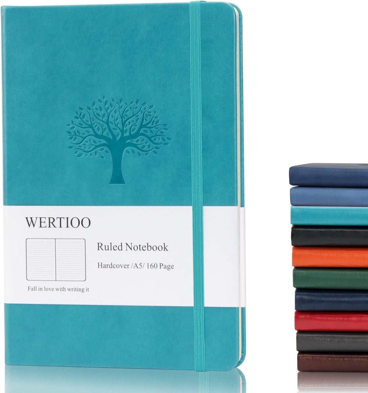WERTIOO Cuadernos de cuero de tapa dura, cuaderno de escritura clásica A5, 160 páginas, 3.53 ozm, papel grueso, regalo de negocios para hombres y