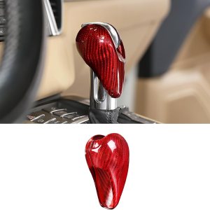 Coche de fibra de carbono real cambio cabeza perilla decoración cubierta cubierta protector apto para Porsche Boxster Cayman Macan Panamera 911 718 Coche de fibra de carbono real cambio cabeza perilla decoración cubierta cubierta protector apto para Porsche Boxster Cayman Macan Panamera 911 718