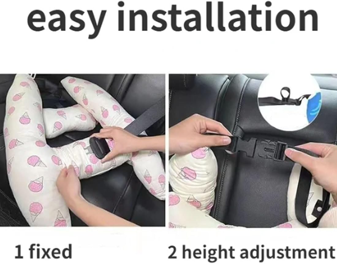 xiteluo Forma de H – Soporte de cabeza para dormir de coche para niños, almohadas de viaje para asiento de automóvil, almohada en forma de H para
