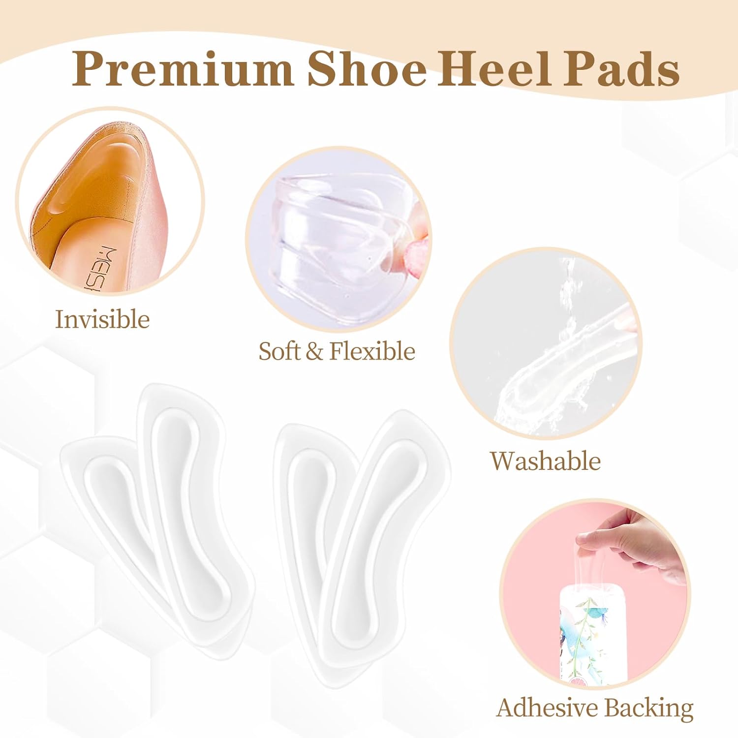 Empuñaduras de talón, inserciones transparentes para el talón de zapatos, almohadillas acolchadas para el talón para mujeres y hombres, zapatos