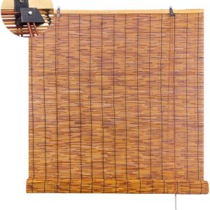QCLUEU Persianas enrollables de caña para exteriores, cortinas de bambú, persianas de bambú con levantador, persianas enrollables romanas para QCLUEU Persianas enrollables de caña para exteriores, cortinas de bambú, persianas de bambú con levantador, persianas enrollables romanas para
