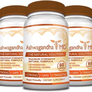 Ashwagandha MD con jengibre y bioperina. Reduce el estrés, mejora el estado de ánimo, mejora el sueño. Orgánico y vegano 60 cápsulas – 3 botellas – Ashwagandha MD con jengibre y bioperina. Reduce el estrés, mejora el estado de ánimo, mejora el sueño. Orgánico y vegano 60 cápsulas – 3 botellas –
