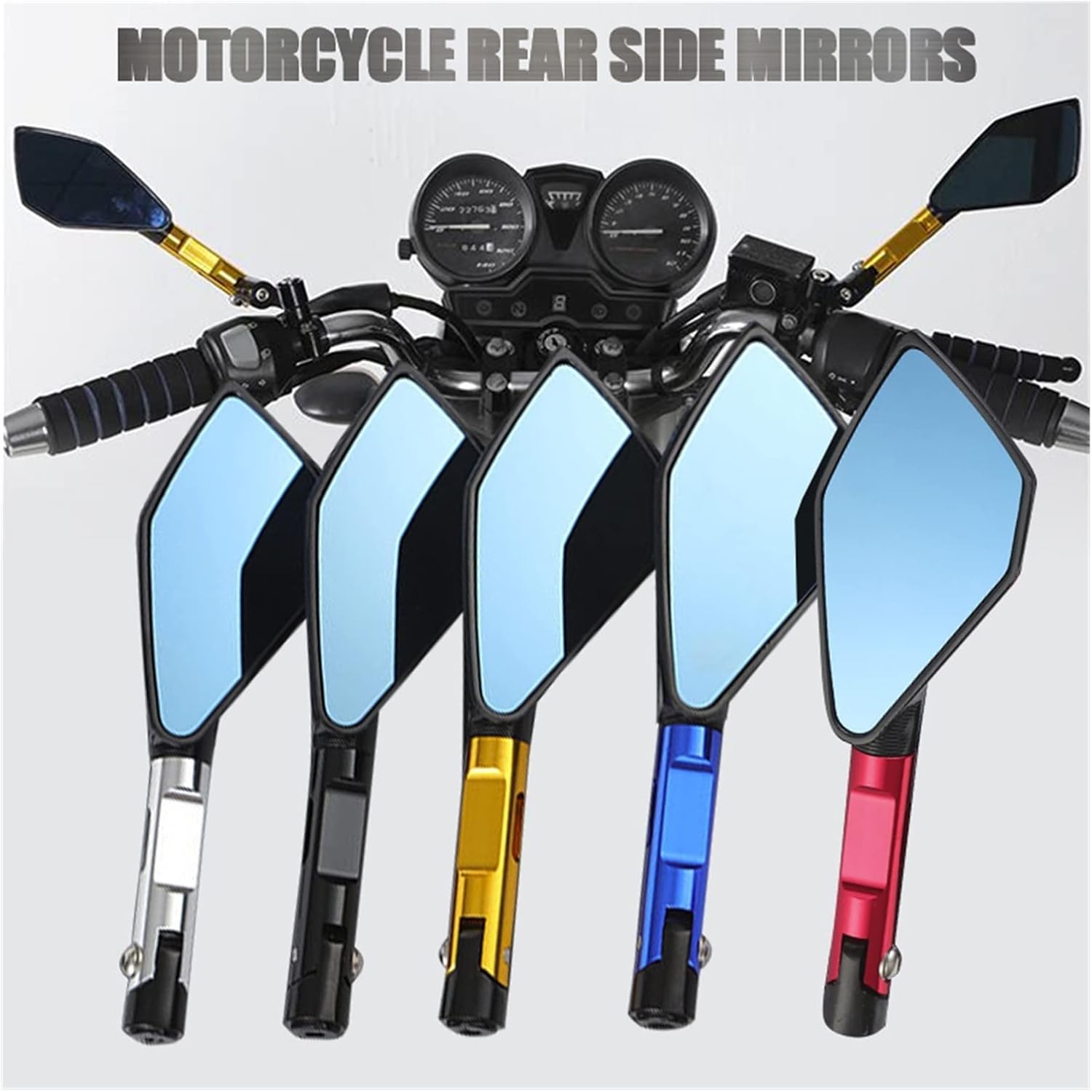 Espejos de motocicleta para motocicleta para Yamaha MT07 MT09 MT10 XSR700 XSR900 XJ6 TDM TMAX XMAX SMAX FZ1 FZ6 FZ07 FZ09 FZ10 (color  azul)