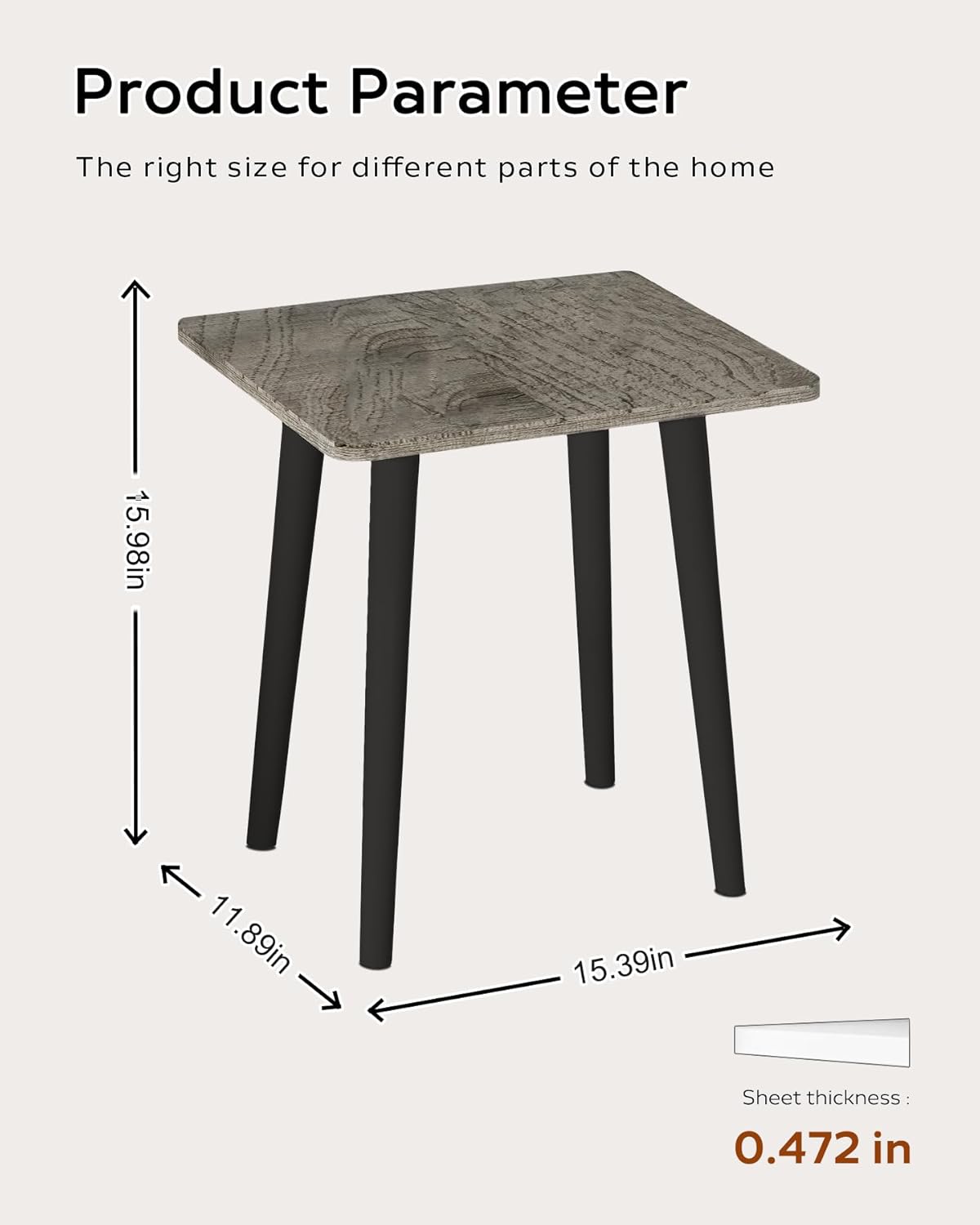 Mesa auxiliar, mesa pequeña, moderna decoración del hogar para sala de estar, dormitorio, balcón oficina, fácil de montar (gris)