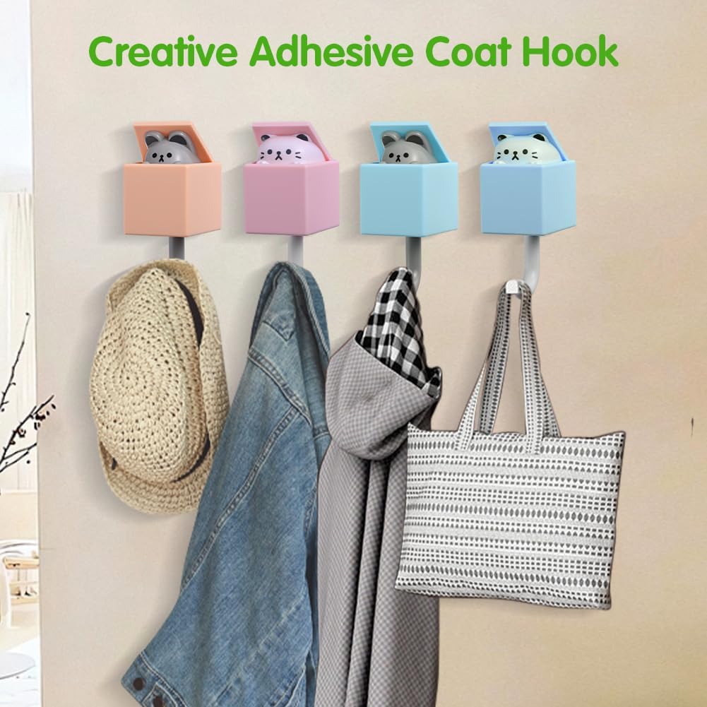 SEILETOO Ganchos creativos para llaves de gato, ganchos de pared de plástico para mascotas, ganchos para llaves de gato para colgar llaves, bolsos,