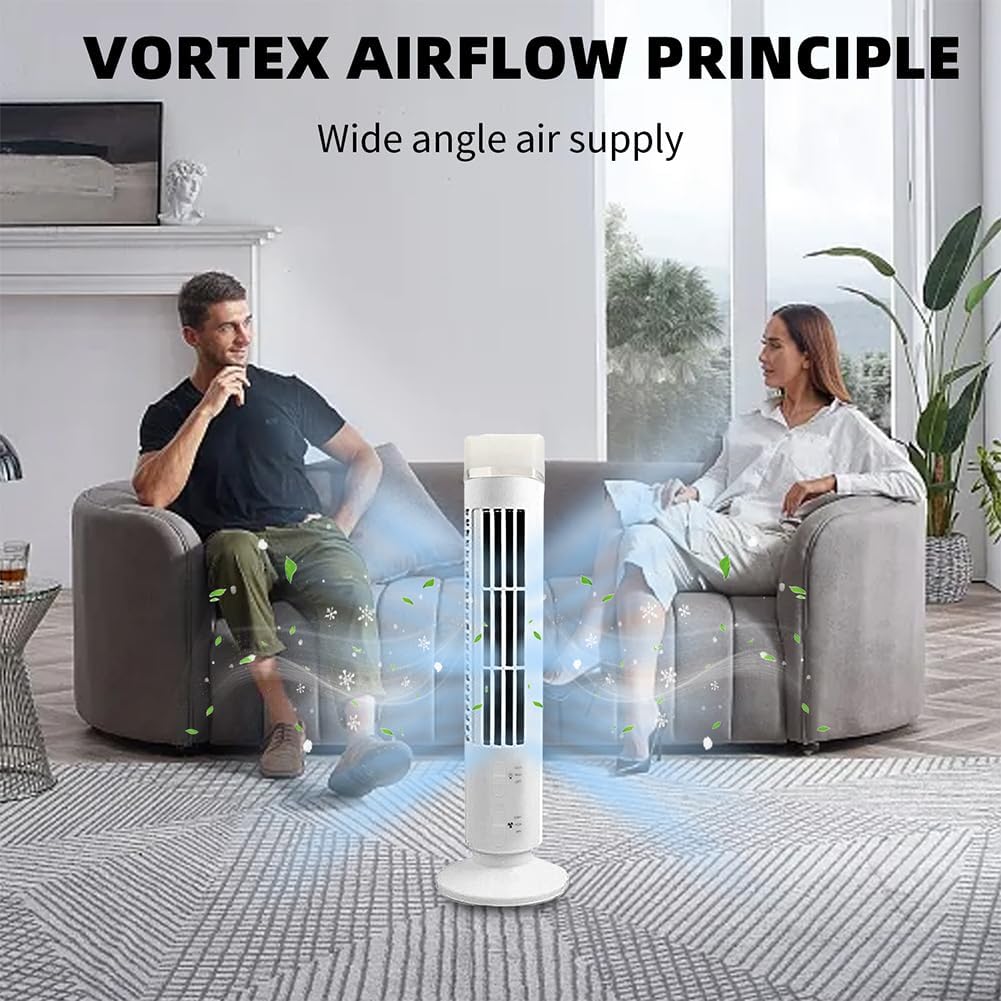 DENGWANG Ventilador de torre sin hojas con luz nocturna de atmósfera, ventilador de torre sin aspas, ventilador de torre silencioso para dormitorio,