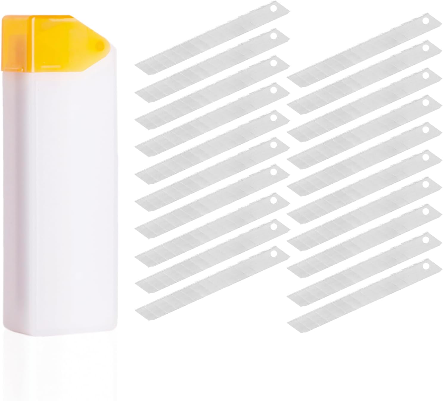 20 cuchillas de repuesto de cuchillo utilitario de 0.354 in, cuchillas a presión con rompecuchillas y caja de reciclaje, hoja de acero al carbono