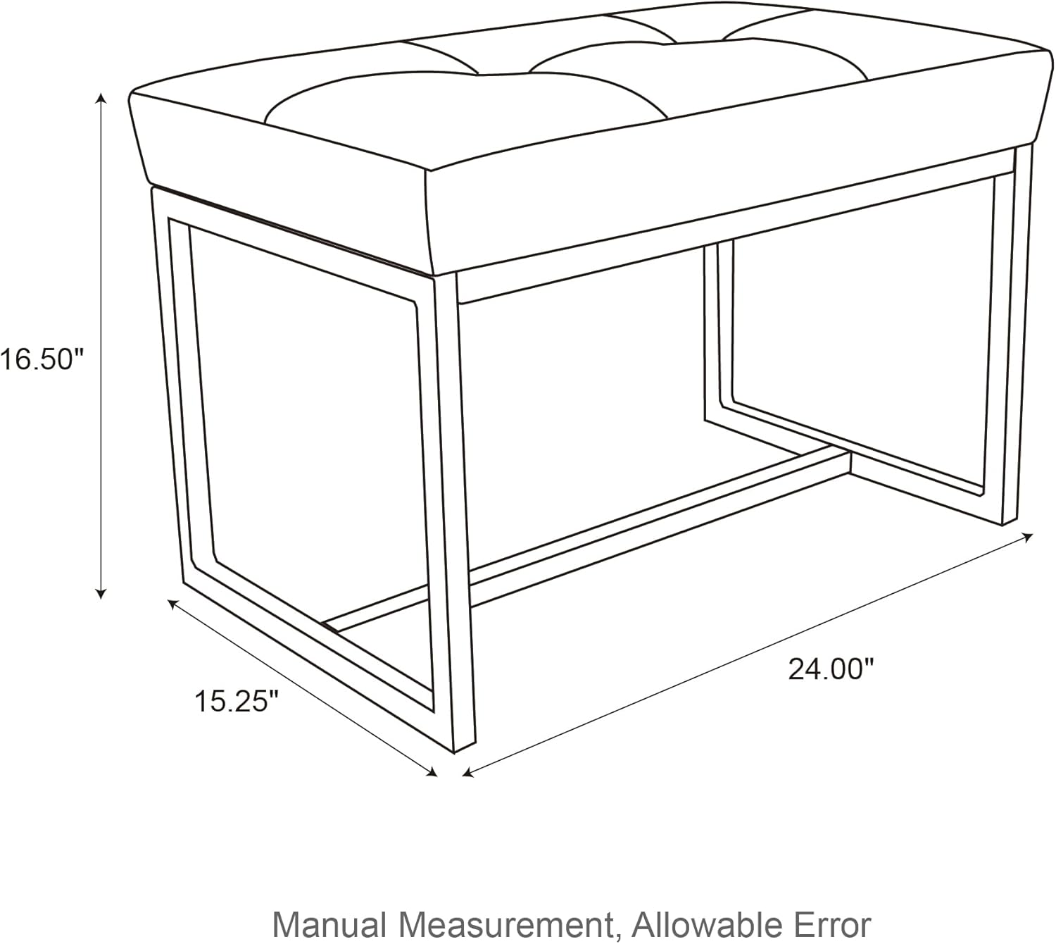glitzhome Banco otomano, moderno taburete de tocador de piel sintética con marco de metal, taburete de maquillaje, taburete acolchado para