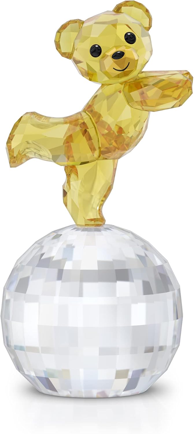 SWAROVSKI Kris Bear Ready to Disco – Figura de cristal amarillo brillante, parte de la colección Kris Bear