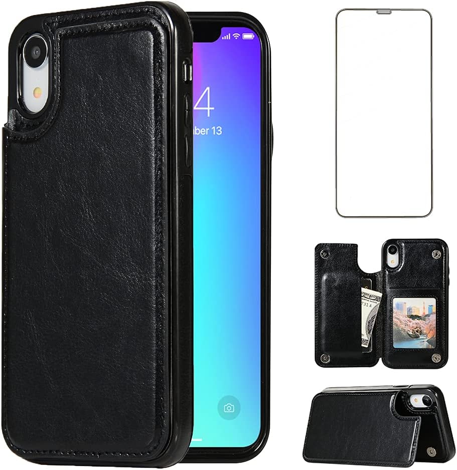 NKECXKJ Funda tipo cartera diseñada para iPhone XR10R, de piel sintética, con protector de pantalla, soporte para tarjetas, soporte a prueba de