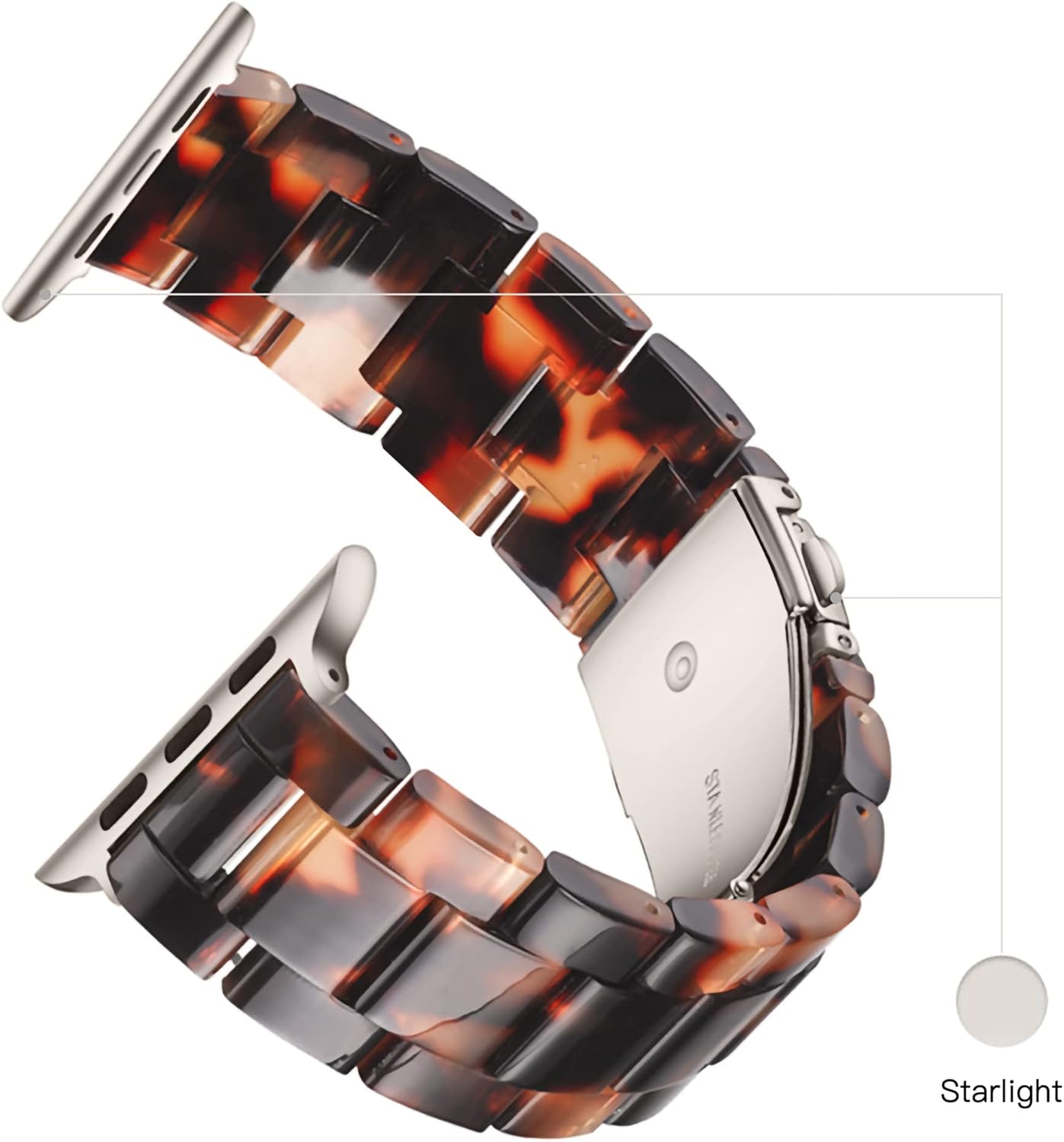 LS – Correa de resina para iWatch compatible con Apple Watch Ultra 21 de 1.732 pulgadas, Starlight Series 9, Series 8, Series 7, Series SE, Series