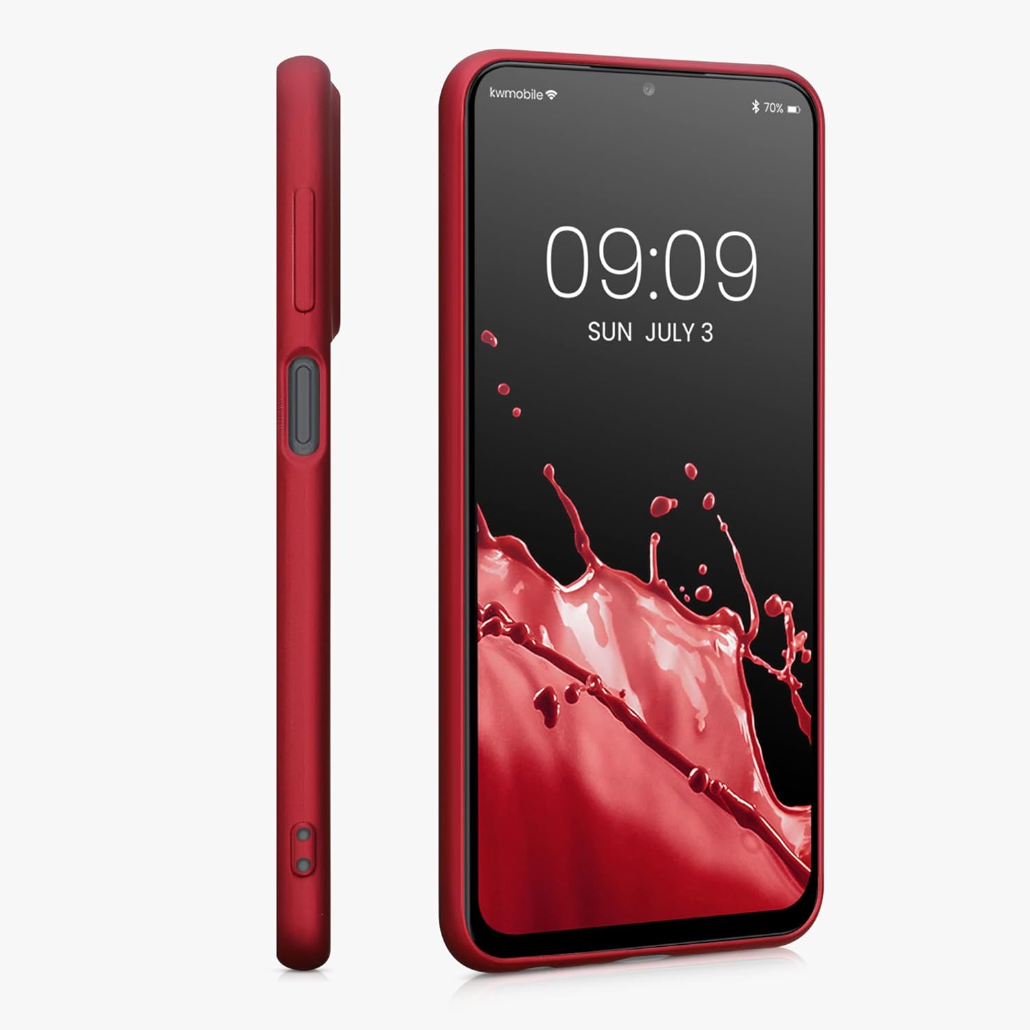 kwmobile Funda compatible con Samsung Galaxy A23 4G  5G – Funda de silicona TPU metálica suave y delgada – Rojo oscuro metálico