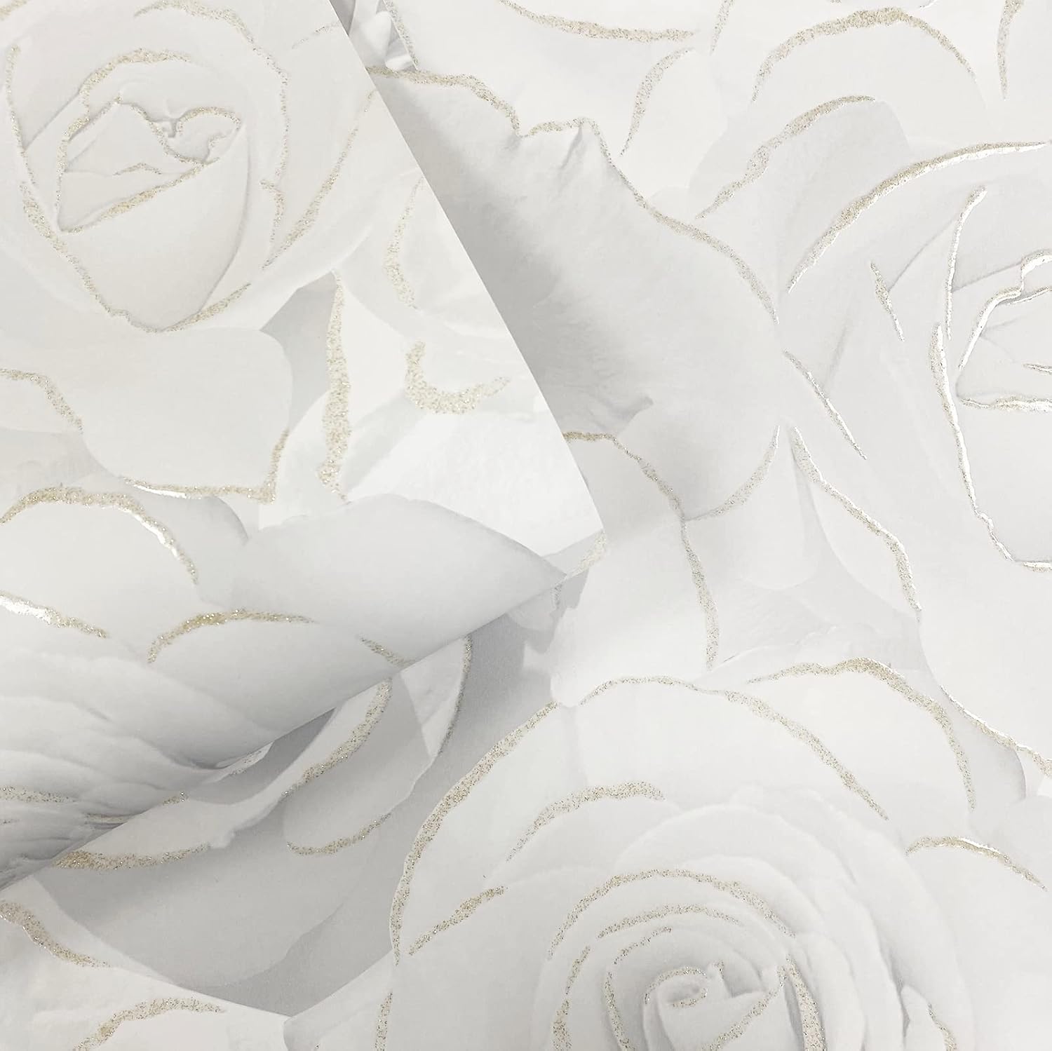 Madison Rose Glitter – Papel tapiz moderno para sala de estar, dormitorio, chimenea, papel de pared decorativo de lujo con rosas blancas