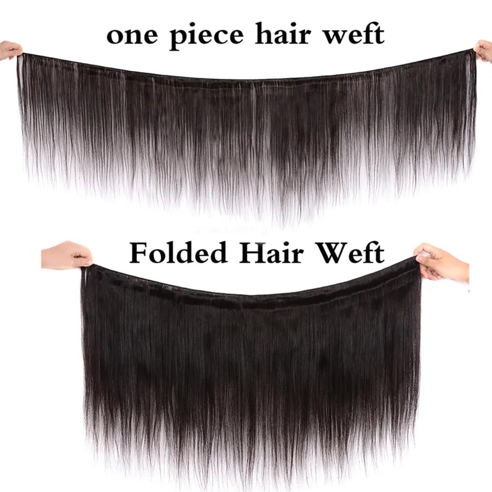 Mironica Paquetes de cabello humano lacio de 24, 26, 28 pulgadas, 3 paquetes de extensiones de cabello humano 12A, cabello humano 100% sin procesar,