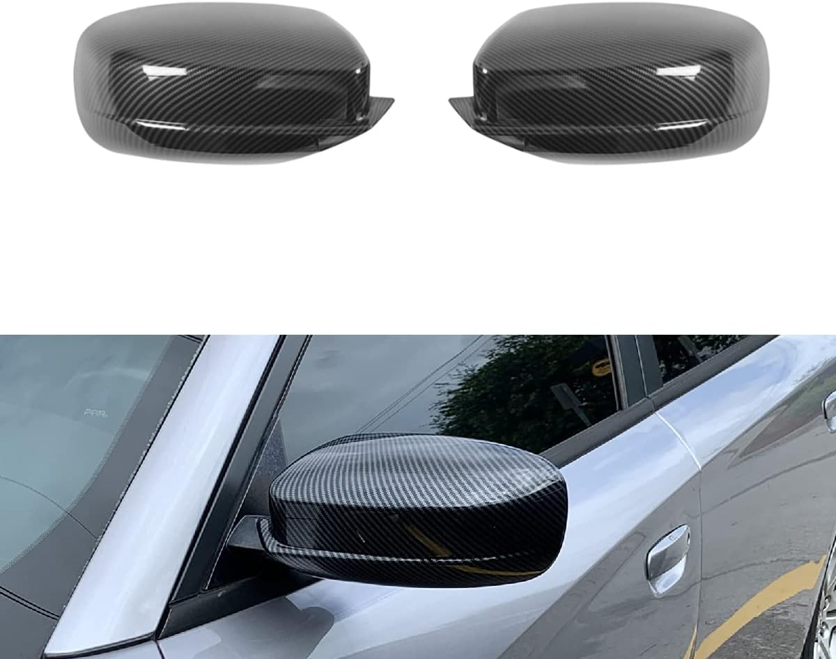 Compatible con cargador Chrysler 300 2011-2020 con patrón de fibra de carbono para puerta lateral, cubiertas de espejo de viento, tapacubos