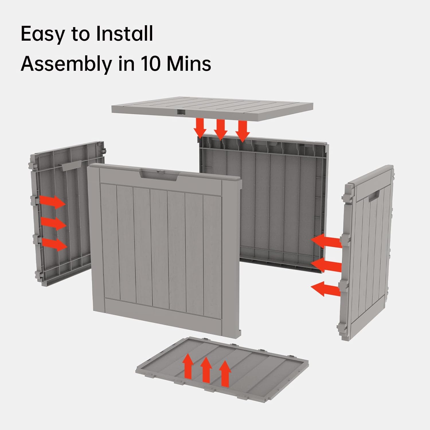 Caja de cubierta, caja de almacenamiento de resina de 31 galones para interiores y exteriores, impermeable, para cojines de muebles de patio,