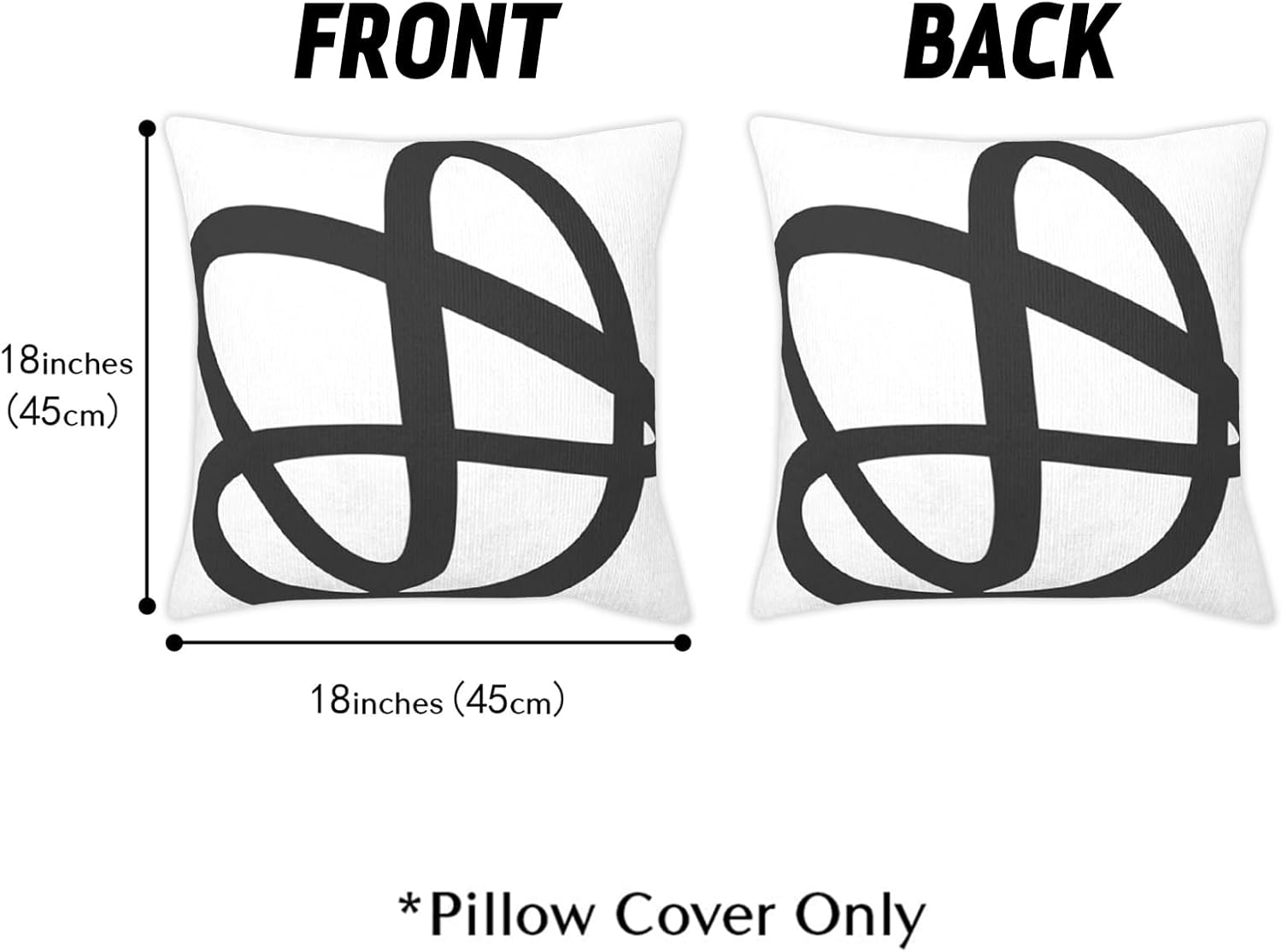 Juego de 2 fundas de almohada cuadradas con cremallera suave, diseño de arte abstracto en blanco y negro, 18 x 18 pulgadas