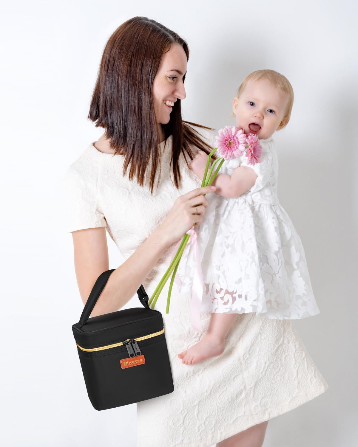 Mancro – Bolsa enfriadora de leche materna con bolsa de hielo para 4 biberones de hasta 5 onzas, bolsa aislada para biberones para madres lactantes,