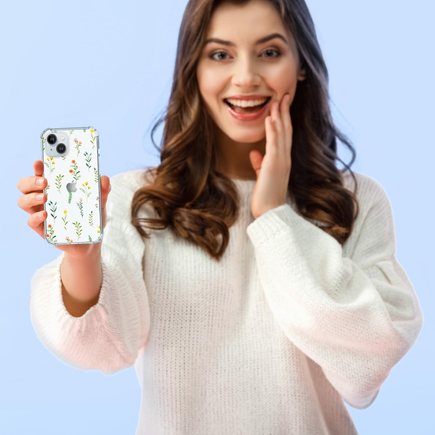 Hi Space Funda compatible con iPhone 15, diseño de patrón de flores, transparente floral para iPhone 15, funda protectora de TPU suave a prueba de