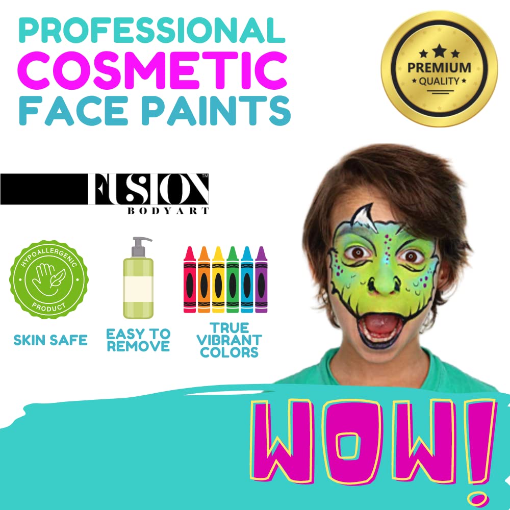 FUSION BODY ART Paleta de pintura facial de calidad profesional, explosión de arco iris, kit de pintura facial de maquillaje seguro y no tóxico para