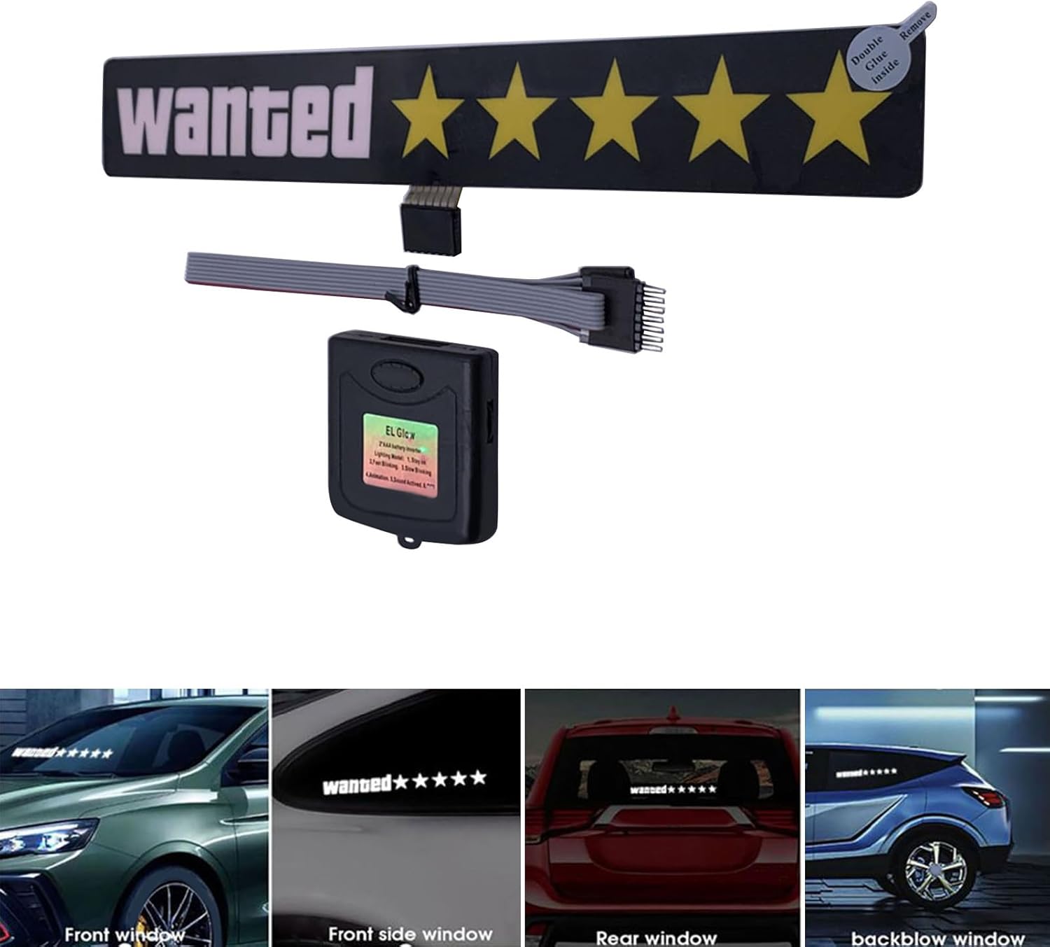 Adhesivos luminosos reflectantes LED aptos para ventana trasera de automóvil, calcomanías de calavera falsa, taxi, modelo de deriva, accesorio para