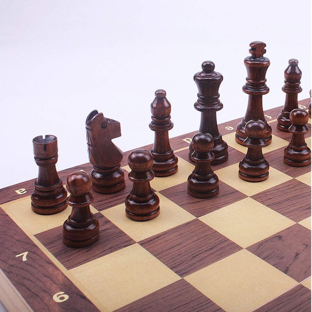 ROLTIN Magnetic Wooden Chess Set Folding Portable Travel Chess Board Game Sets with Game Pieces Storage Slots for Adults and Kids Gift Chess Gifts