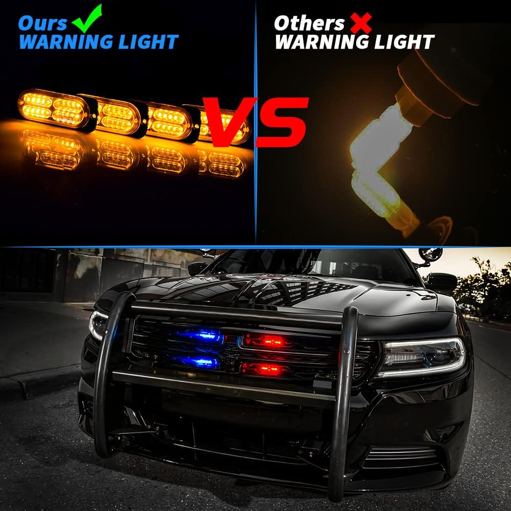 Actualizado Kit de lámparas LED de advertencia estroboscópicas de emergencia, 4 vainas, 20 LED, 18 patrones de destello para luz estroboscópica de