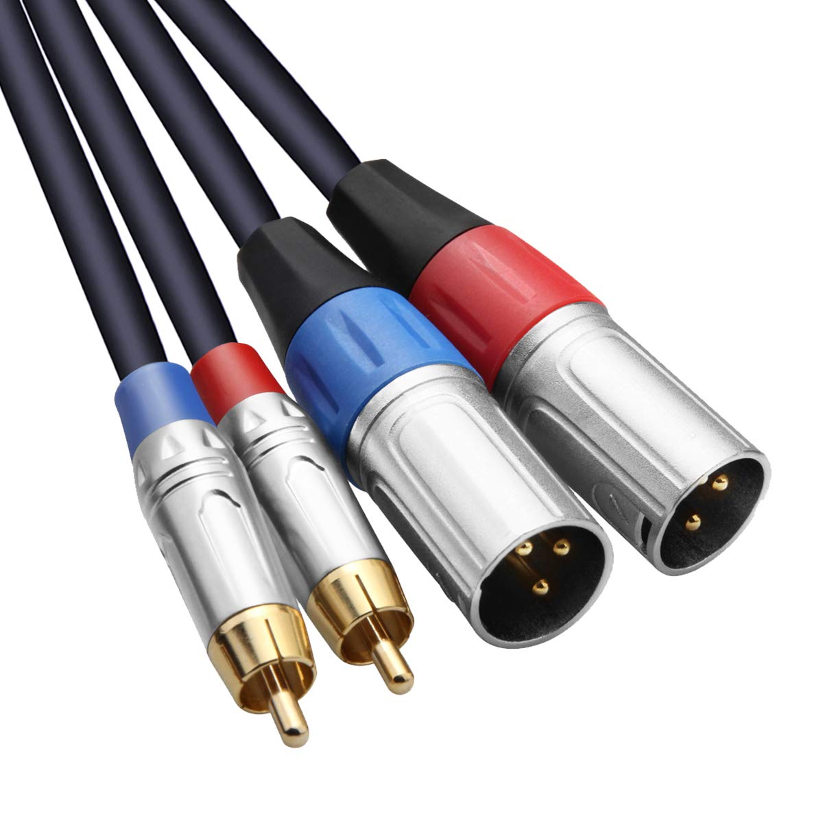 TISINO Cable dual RCA a XLR, 2 RCA a 2 XLR macho HiFi Stereo Audio Conexión Cable de Camino – 6.6 pies