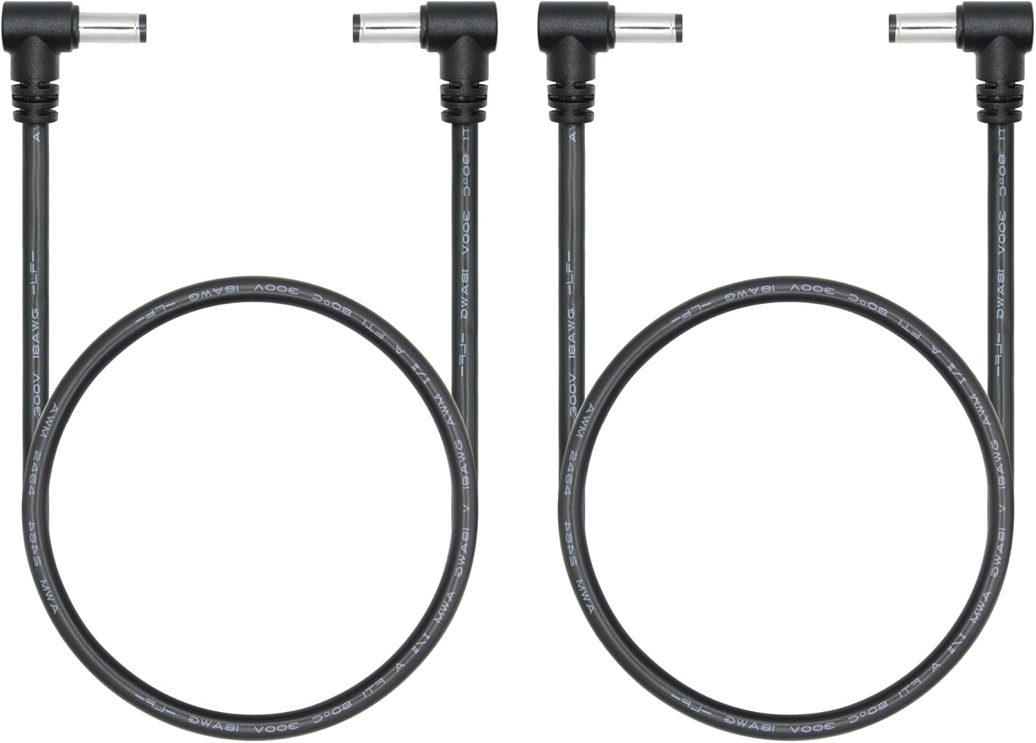 Cable de extensión de ángulo recto CC macho a macho de 1.6 pies, 18 AWG, 90 grados CC, 0.217 in x 0.083 in, adaptador de conector de cable de