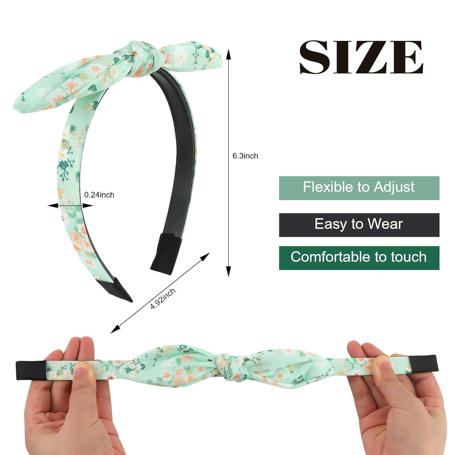 Paquete de 6 diademas para mujer, diademas florales con lazo para niñas, diademas anudadas con dientes, diademas para niñas de 8 a 12 años,